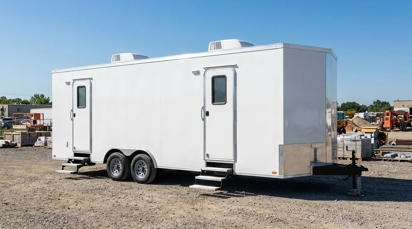 White break room trailer ready for delivery