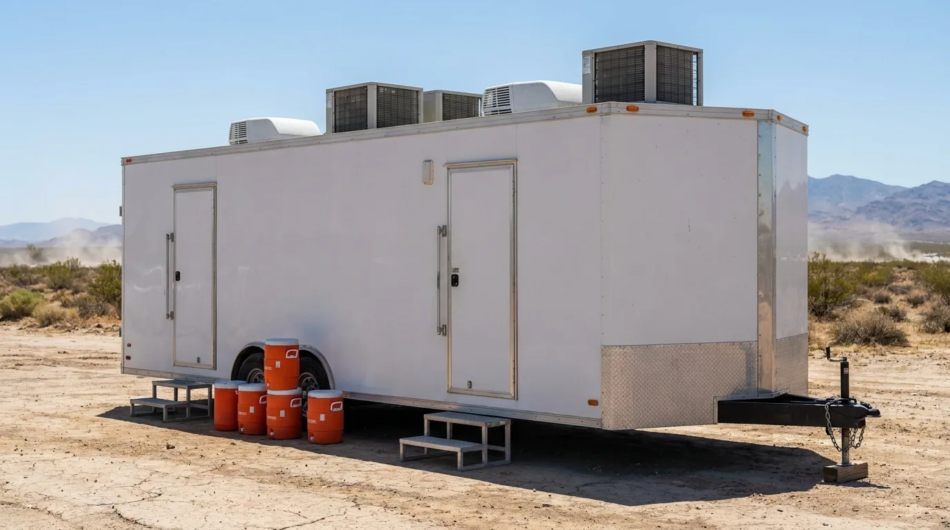 Cooling trailer with high-capacity roof-mounted AC units